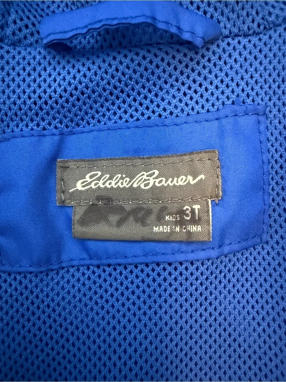 Eddie Bauer Blue Hooded Kids Jacket with Camping Print
